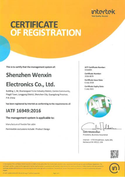 CERTIFICATE OF REGISTRATION IATF 16949:2