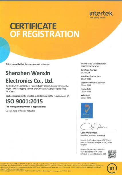 CERTIFICATE OF REGISTRATION ISO 9001:201